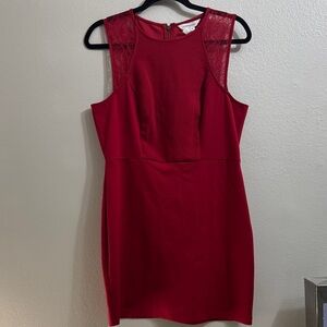 BCBGeneration Red Lace-Trim Mini Dress